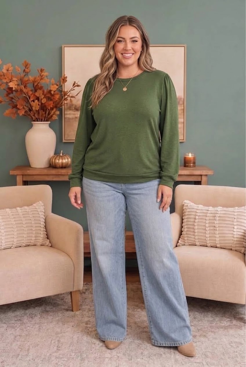 Lightweight green crewneck sweater