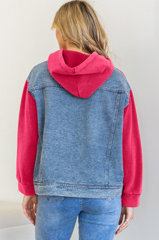 Oddi Washed Pink Denim Hoodie