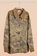 NJ90469X-PLUS SIZE Leaf Camouflage Casual Shacket Jacket