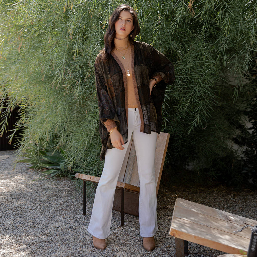  Statement Sleeve Shrug Kimono with Vintage Patches