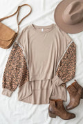 High low oversize leopard dolman