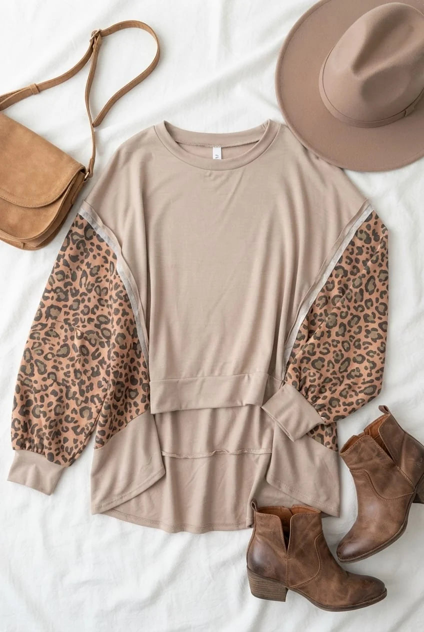 High low oversize leopard dolman