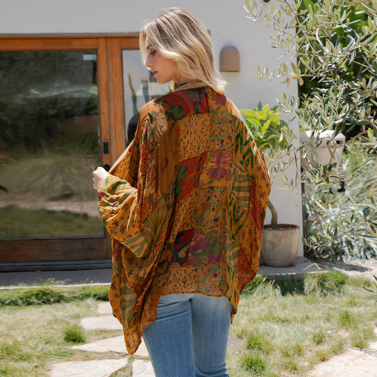  Statement Sleeve Shrug Kimono with Vintage Patches