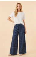 Wide leg polka dot denim