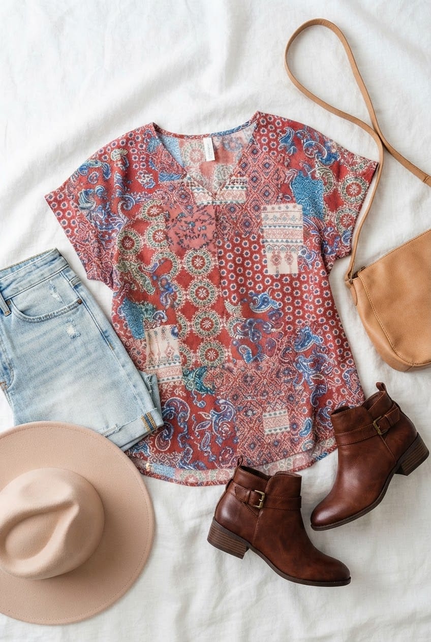 Boho Patchwork Blouse