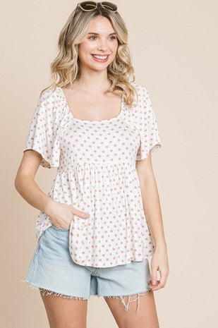 Soft Girly Polka Dot Top