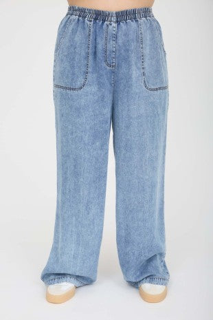 Workshop soft chambray wide leg denim