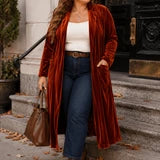 Velvet Long Sleeve Open Cardigan