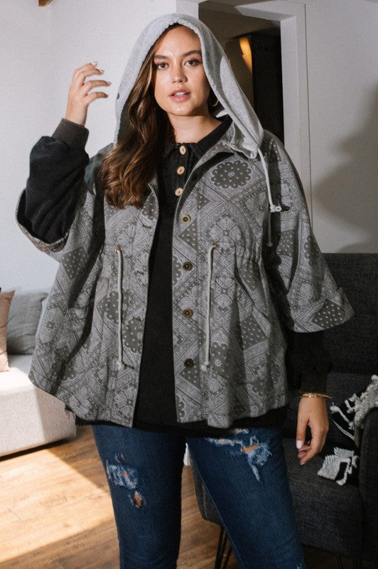 Oddi Olive Boho Poncho Jacket