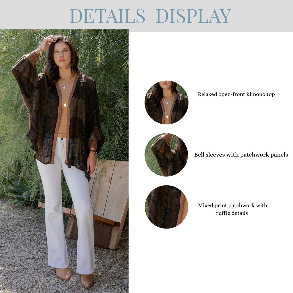  Statement Sleeve Shrug Kimono with Vintage Patches