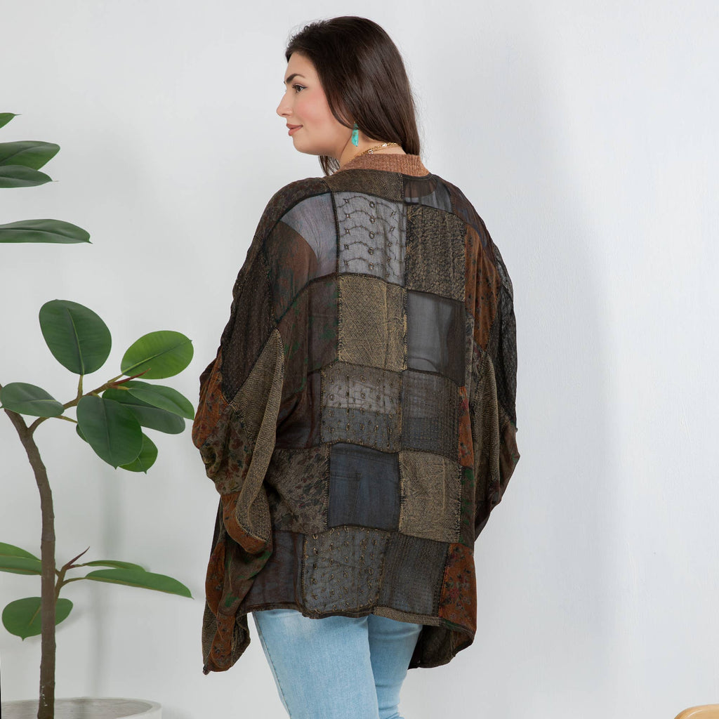  Statement Sleeve Shrug Kimono with Vintage Patches