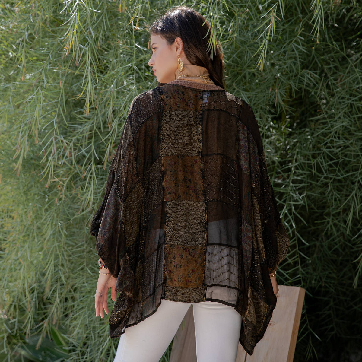  Statement Sleeve Shrug Kimono with Vintage Patches