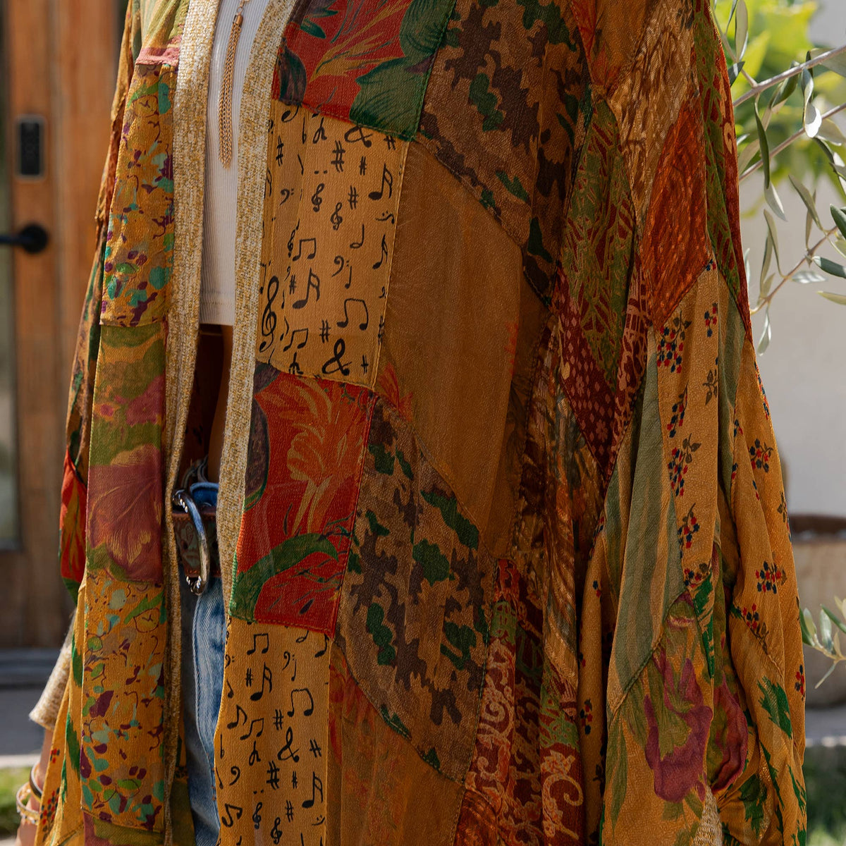  Statement Sleeve Shrug Kimono with Vintage Patches