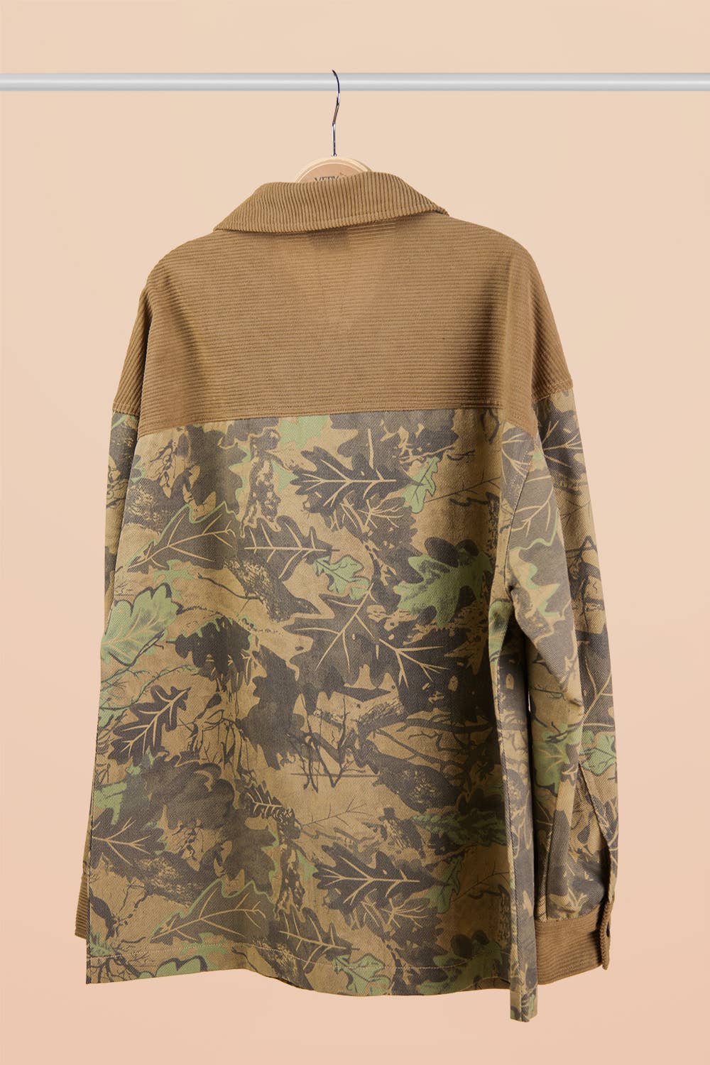 NJ90469X-PLUS SIZE Leaf Camouflage Casual Shacket Jacket