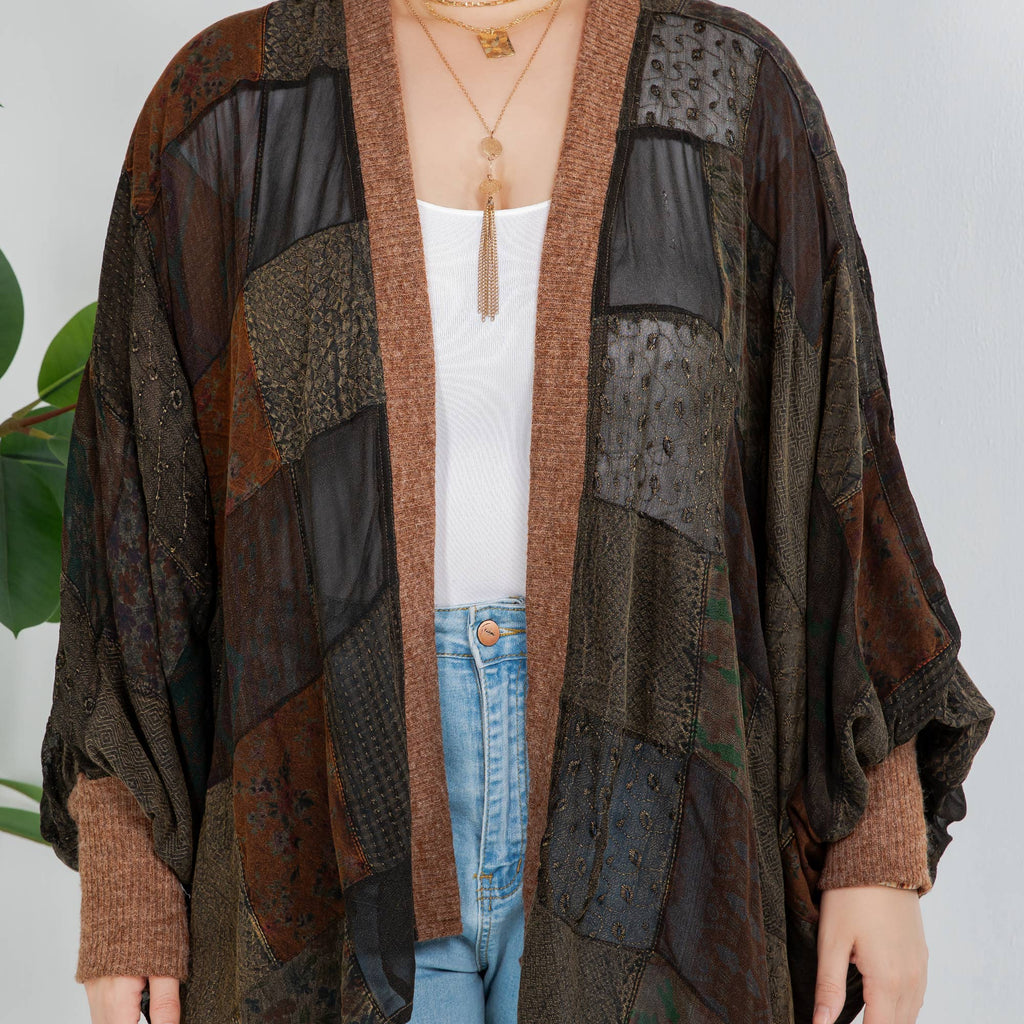  Statement Sleeve Shrug Kimono with Vintage Patches