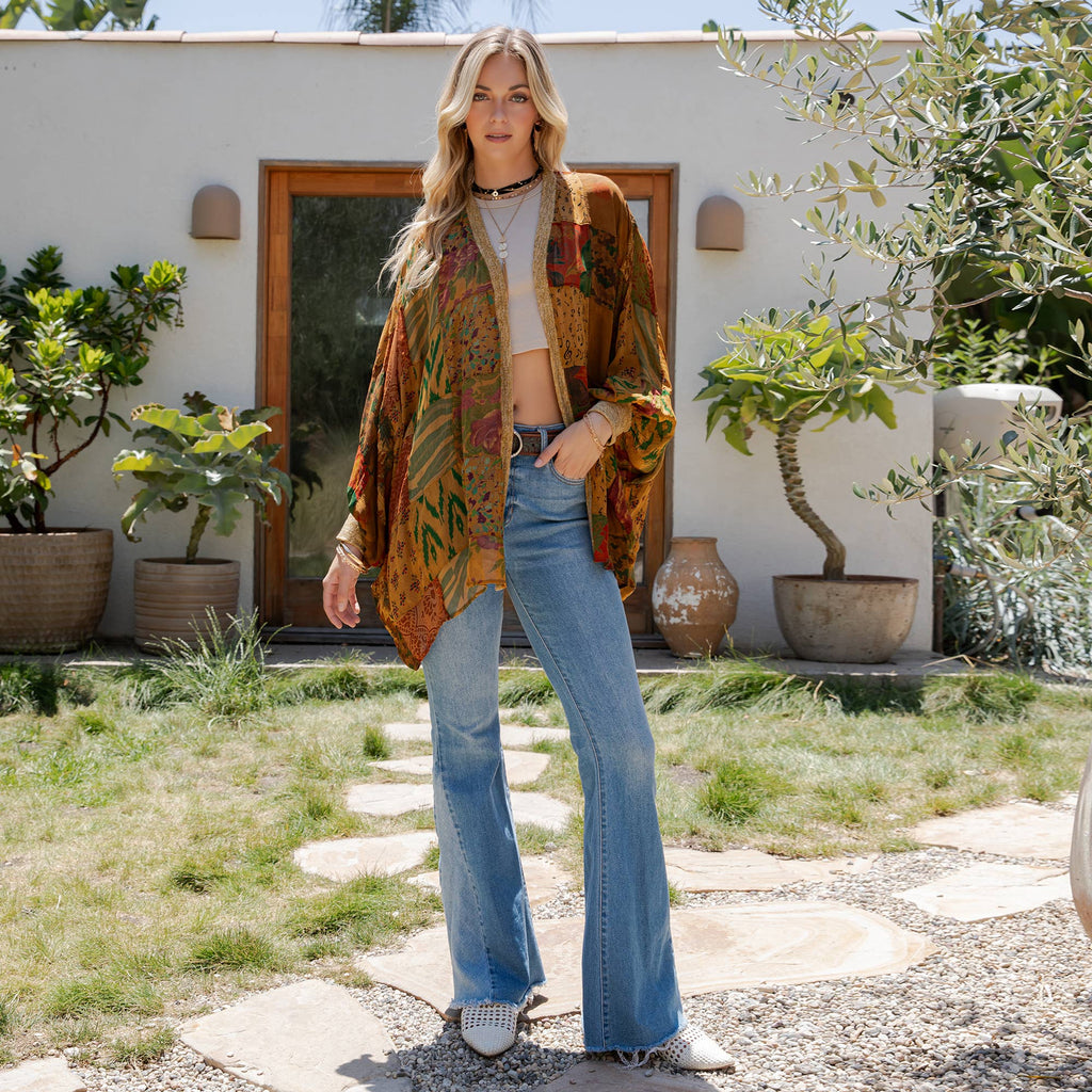  Statement Sleeve Shrug Kimono with Vintage Patches